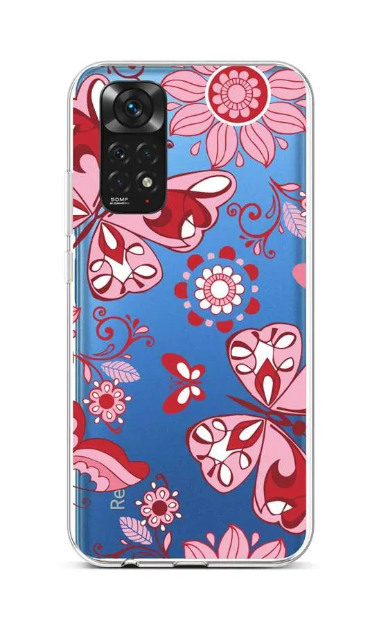 Kryt TopQ Xiaomi Redmi Note 11 silikon Pink Butterfly 71898
