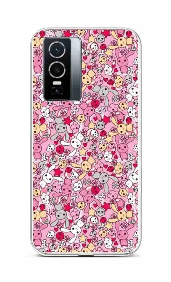 Kryt TopQ Vivo Y76 5G silikon Pink Bunnies 72413