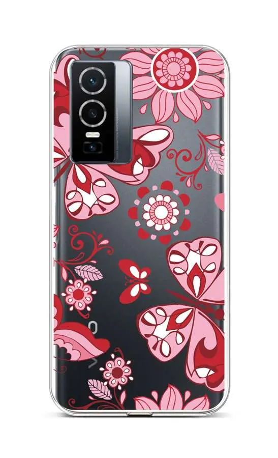 Kryt TopQ Vivo Y76 5G silikon Pink Butterfly 72502