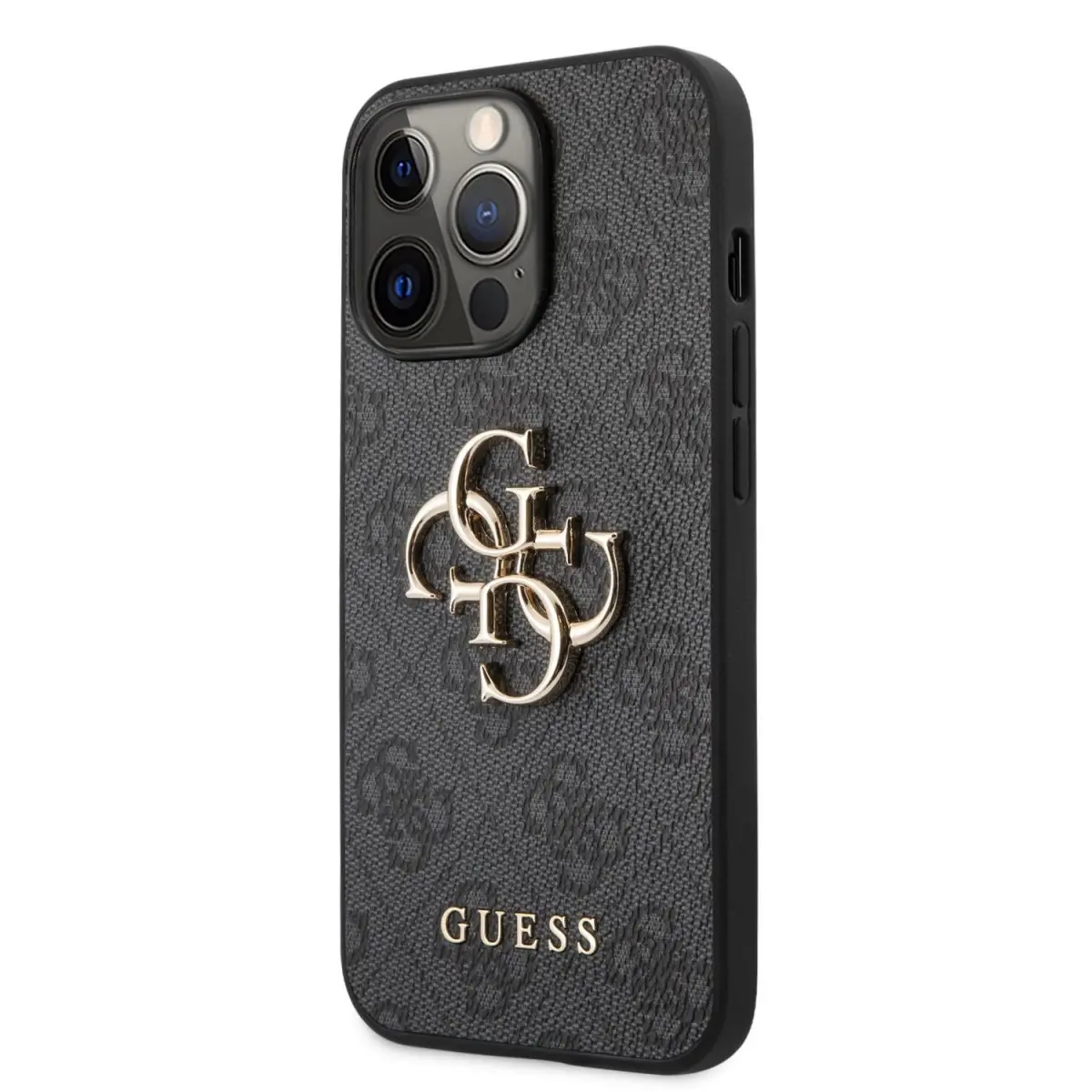Zadní kryt Guess PU 4G Metal Logo pro iPhone 13 Pro Grey