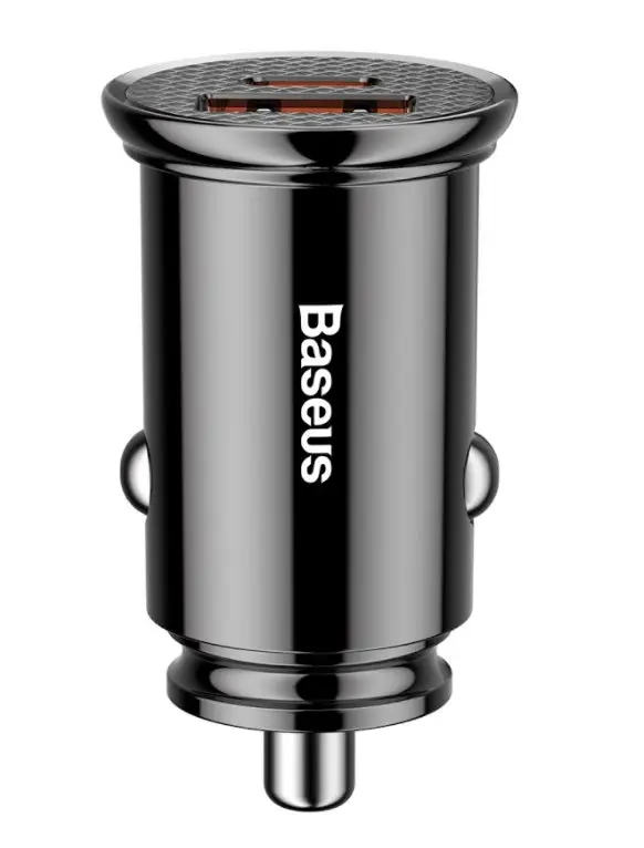 Adaptér do auta Baseus CCALL-YS01 Circular USB+USB-C 30W Black