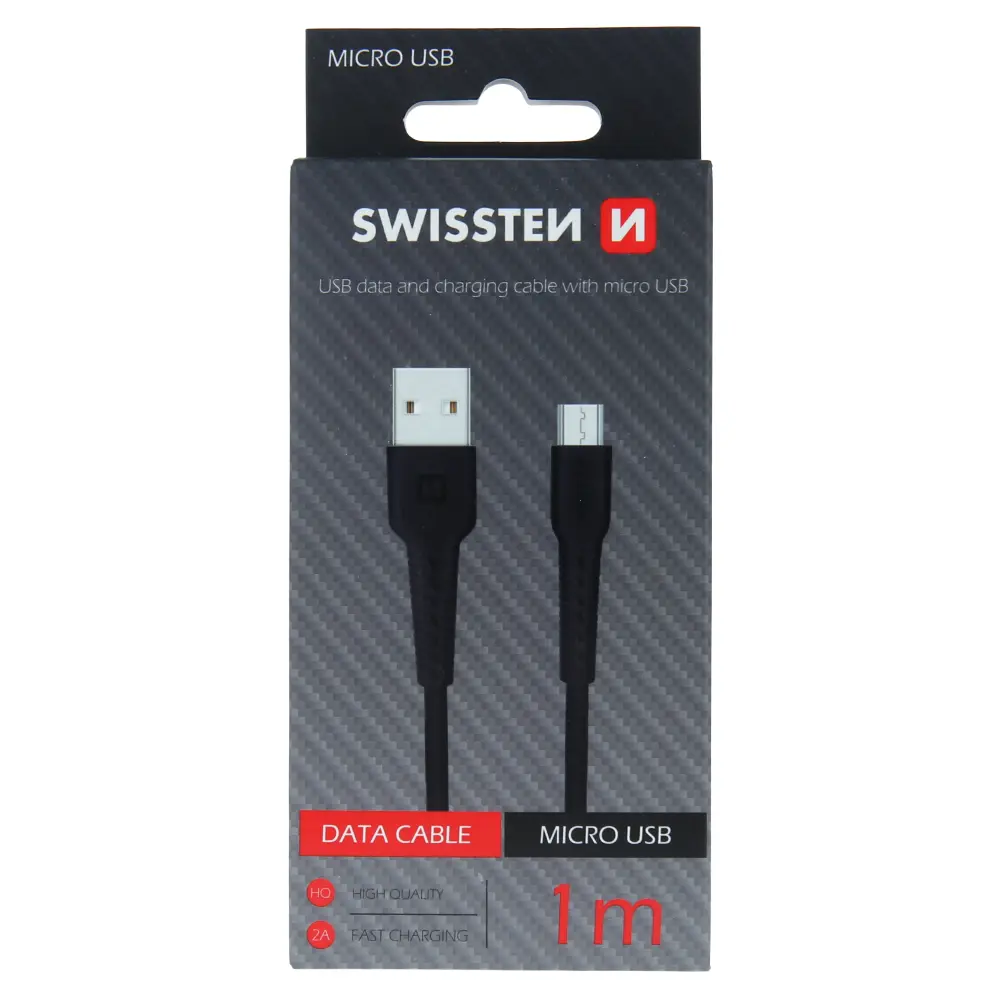 Datový kabel swissten usb / micro usb 1,0 m černý