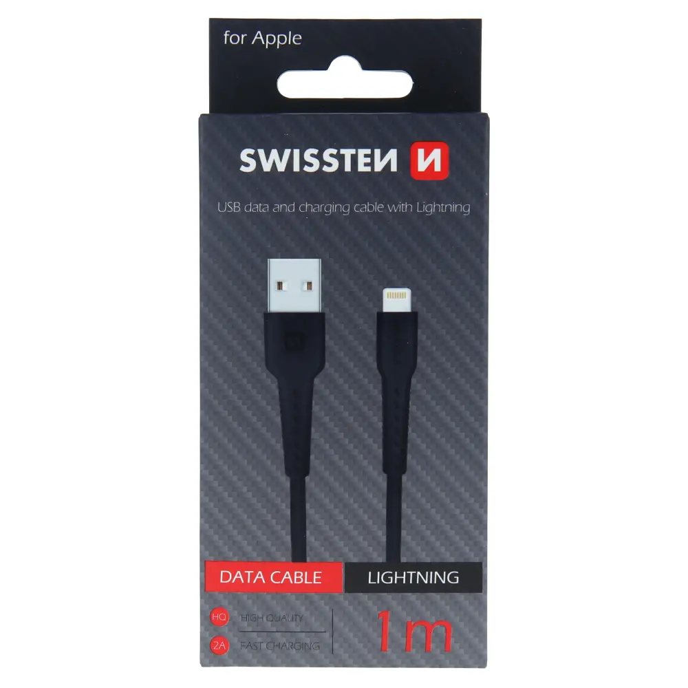 Datový kabel swissten usb / lightning 1,0 m černý