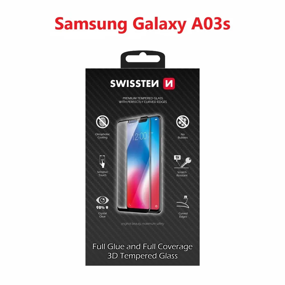Sklo swissten ultra durable 3d full glue glass samsung a037g galaxy a03s černé