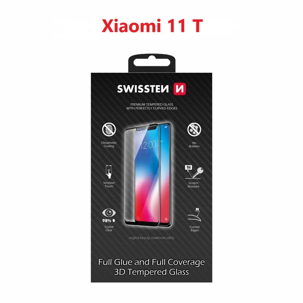 Sklo swissten ultra durable 3d full glue glass xiaomi mi 11 t černé