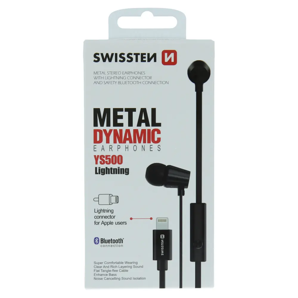 Sluchátka Swissten YS-500 Lightning pro Apple Metal Dynamic černá 51108001