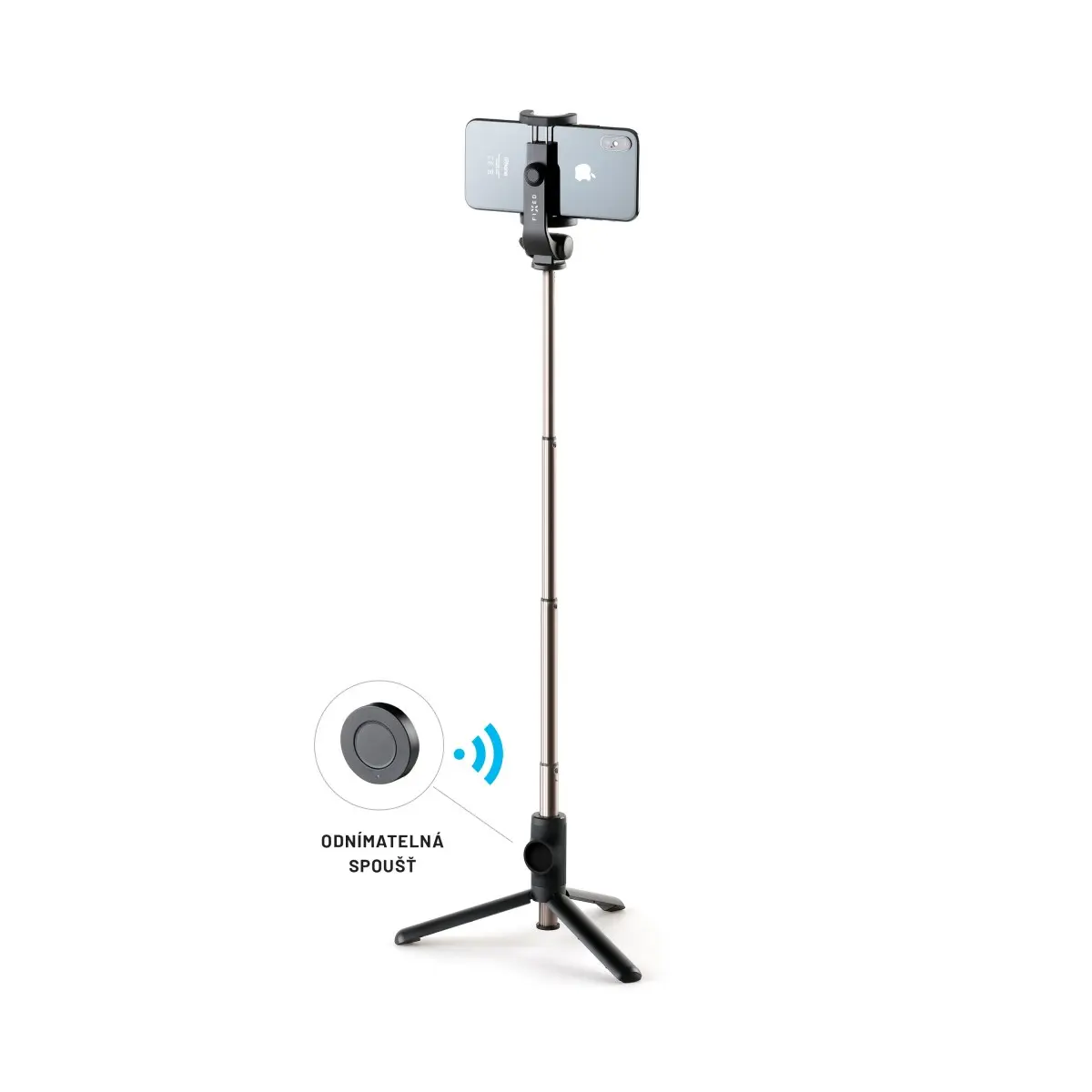 Selfie stick s tripodem FIXED Snap Lite a bezdrátovou spouští, černý