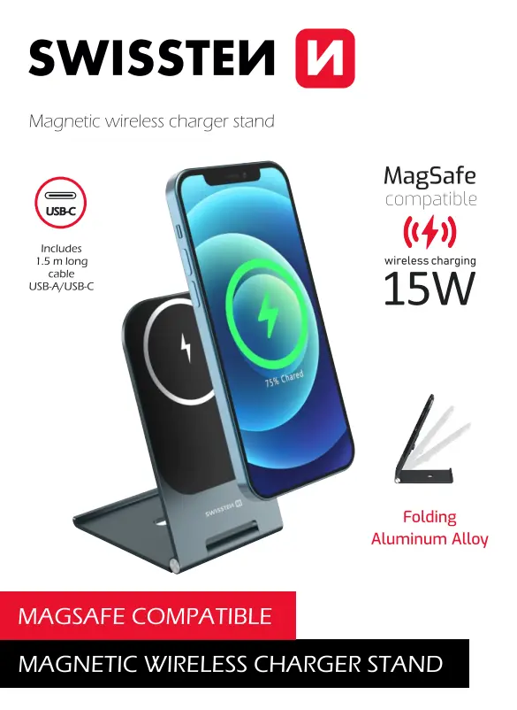 Swissten bezdrátová nabíječka ultra tenká, MagSafe 22055518