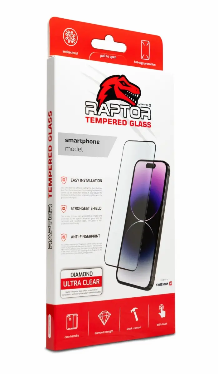 SWISSTEN RAPTOR DIAMOND ULTRA CLEAR 3D TEMPEROVANÉ SKLO PRO APPLE IPHONE 13/13 PRO ČERNÉ 84501706