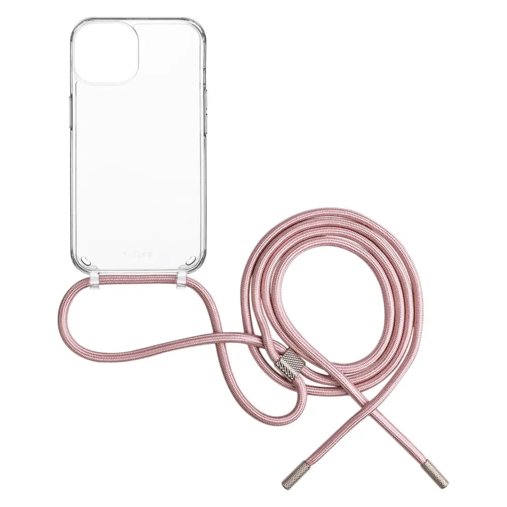 Pouzdro FIXED Pure Neck s růžovou šňůrkou na krk pro Apple iPhone 15 Pro Max FIXPUN-1203-PI