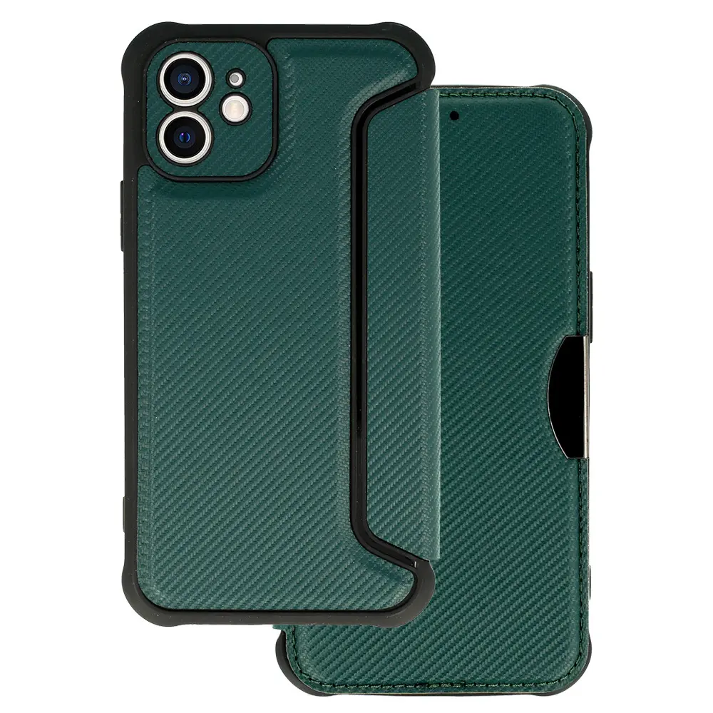 Pouzdro Razor Carbon Book pro Iphone 12 tmavě zelené