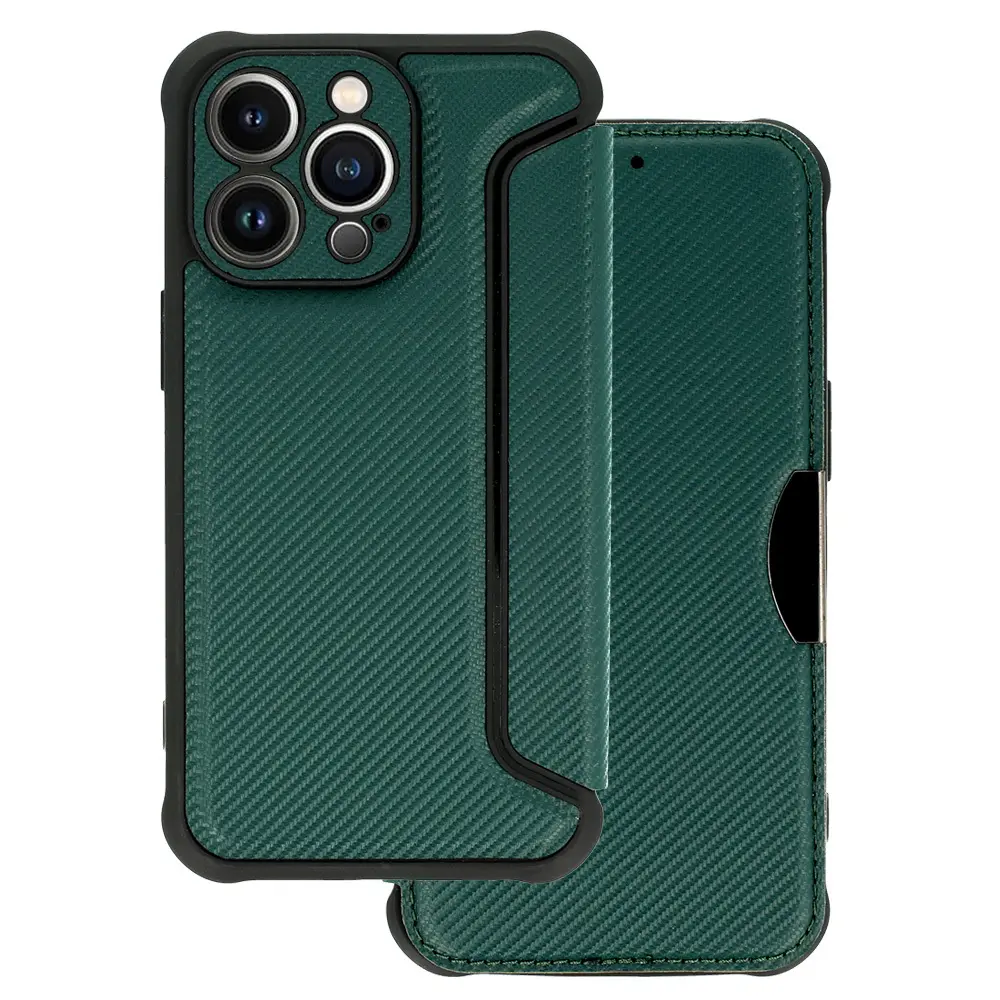 Pouzdro Razor Carbon Book pro Iphone 13 Pro tmavě zelené