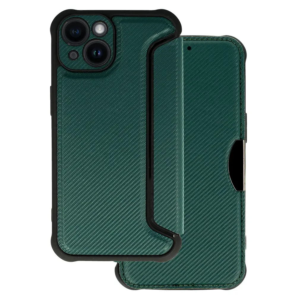 Pouzdro Razor Carbon Book pro Iphone 14 Plus tmavě zelené