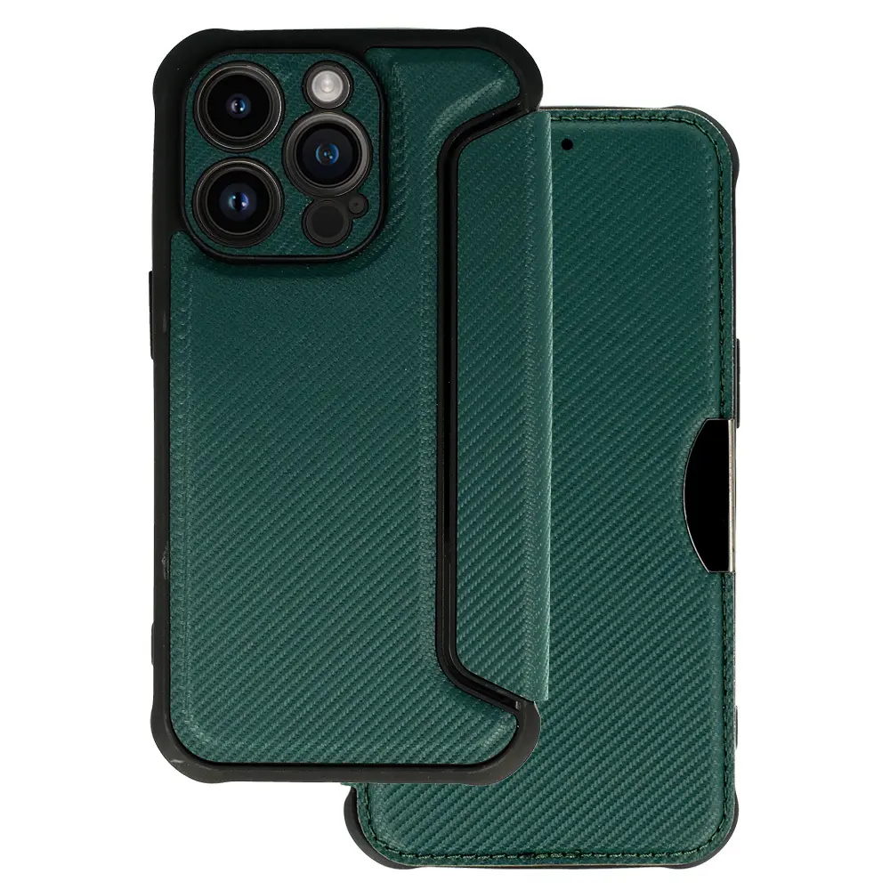 Pouzdro Razor Carbon Book pro Iphone 14 Pro Max tmavě zelené