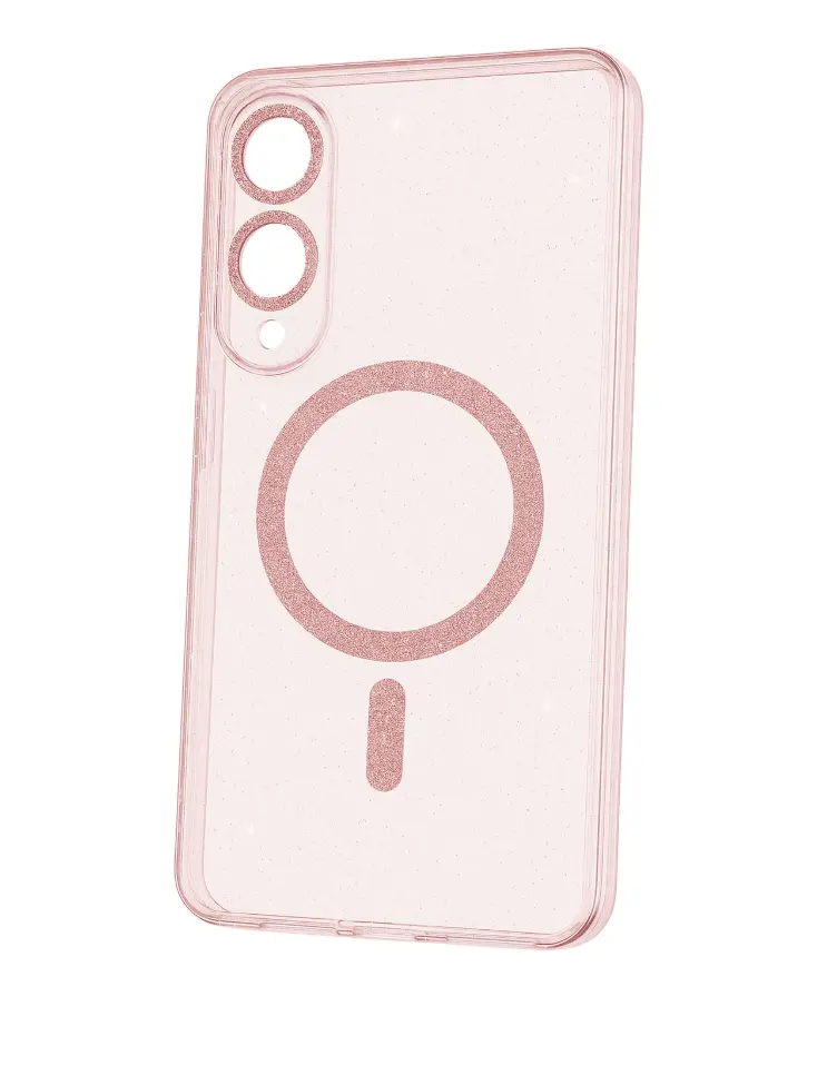 Zadní kryt Glitter Magsafe pro Samsung Galaxy S25 Edge pink clear