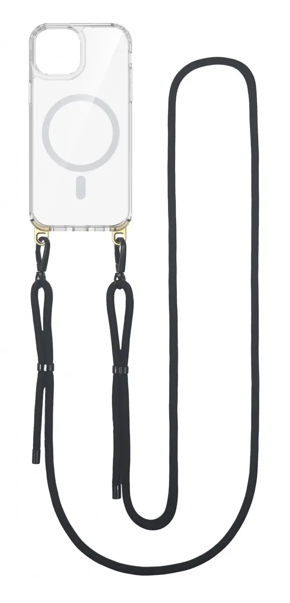 Kryt TopQ Strap Mag iPhone 12 Pro s černou šňůrkou průhledný 110979