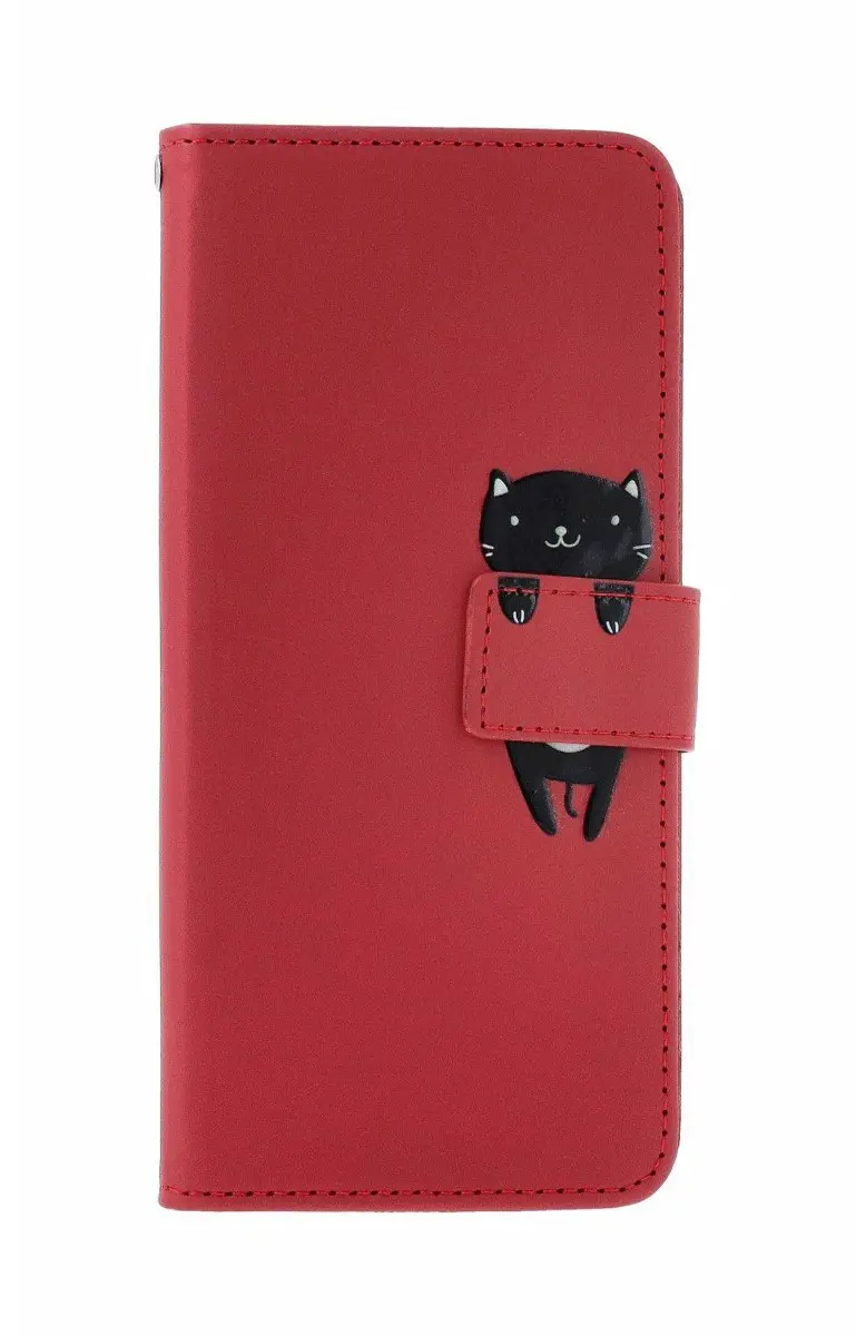 Pouzdro TopQ Xiaomi Redmi Note 13 knížkové vínové s kočičkou 131050