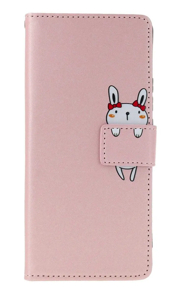 Pouzdro TopQ Xiaomi Redmi Note 13 Pro knížkové růžové s králíčkem 131054