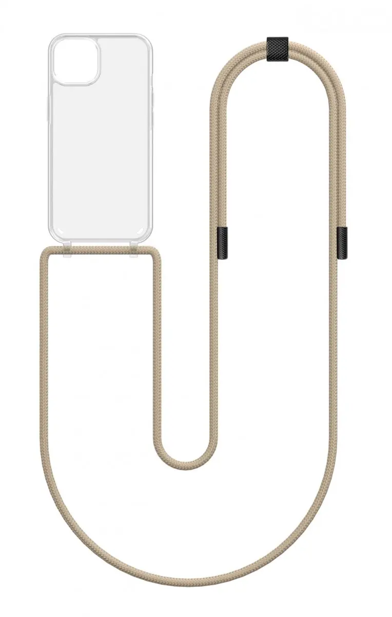 Kryt TopQ Simple iPhone 13 s béžovou šňůrkou průhledný 131124