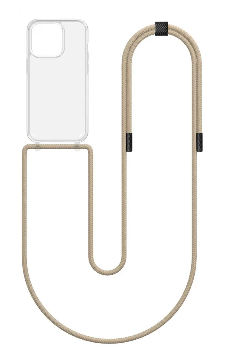Kryt TopQ Simple iPhone 13 Pro s béžovou šňůrkou průhledný 131126