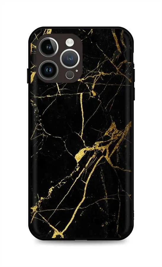 Kryt TopQ LUXURY iPhone 14 Pro pevný Marble černo-zlatý 111288
