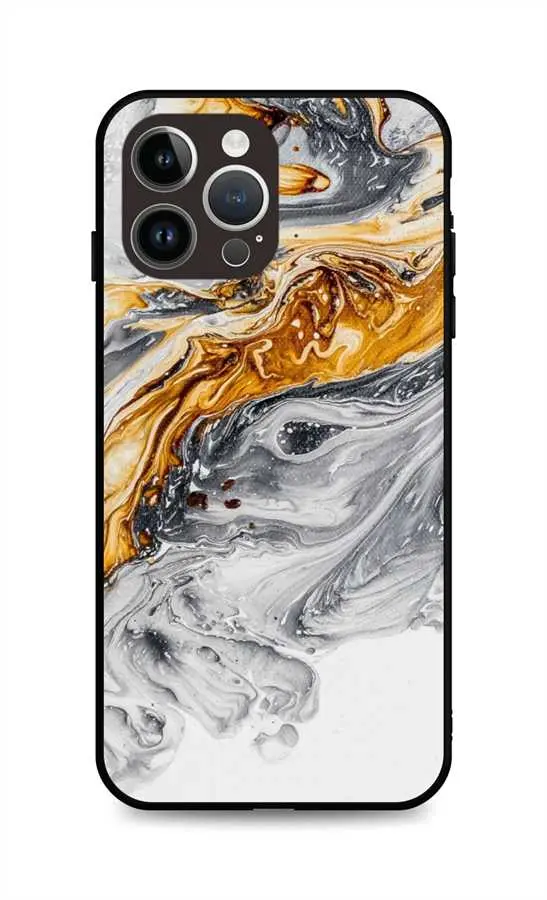 Kryt TopQ LUXURY iPhone 15 Pro pevný Marble šedo-zlatý 111297