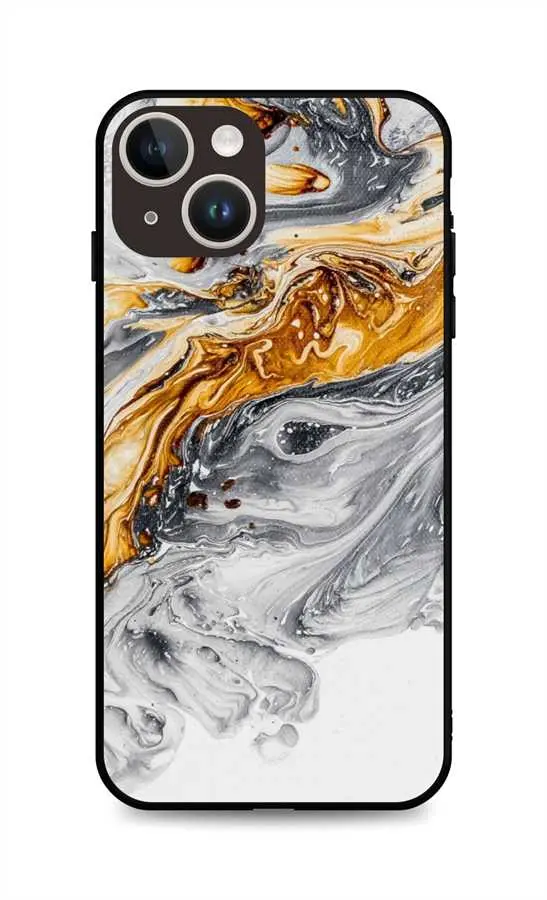 Kryt TopQ LUXURY iPhone 15 pevný Marble šedo-zlatý 111298