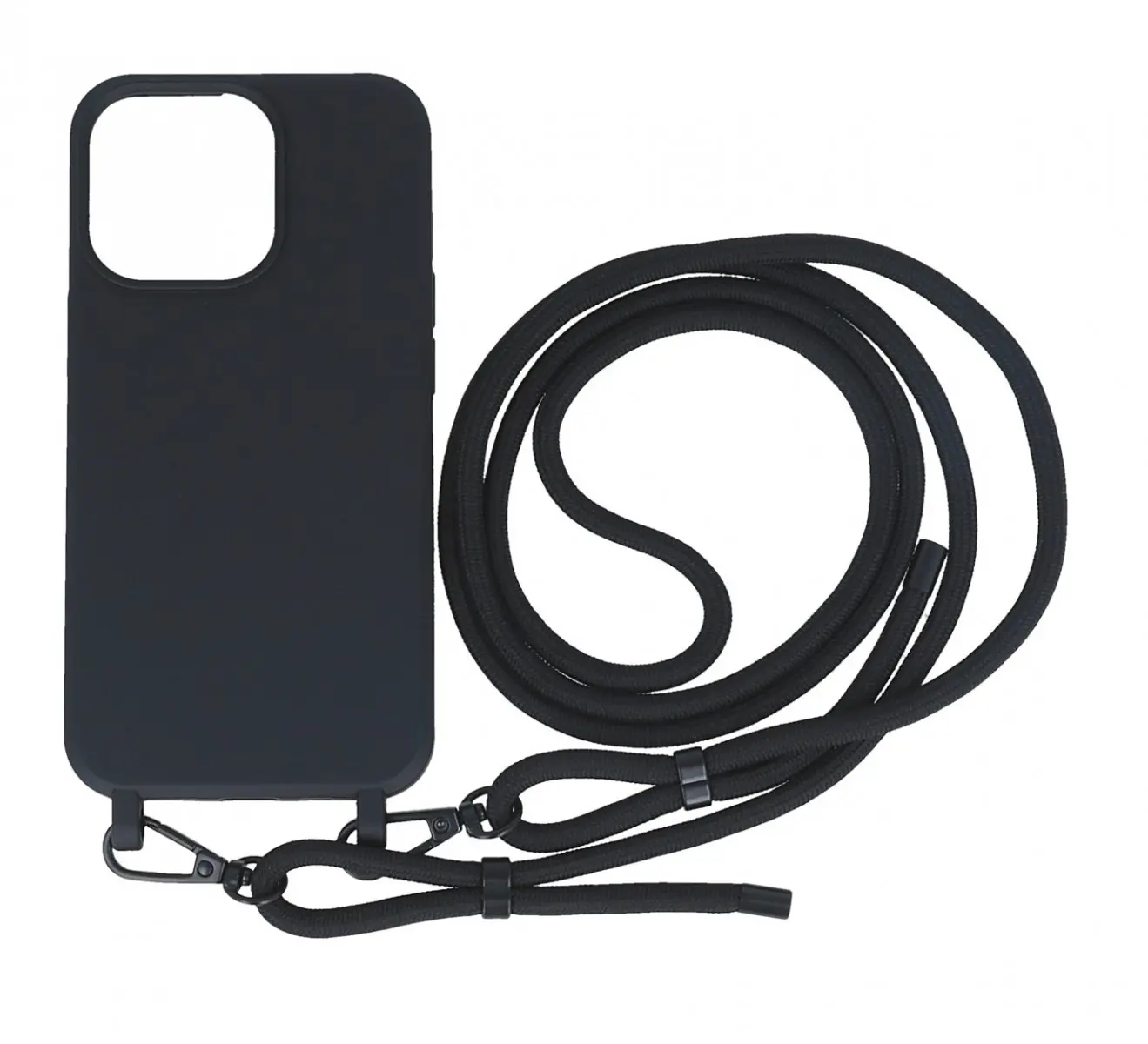 Kryt TopQ Simple iPhone 15 Pro černý se šňůrkou 111318