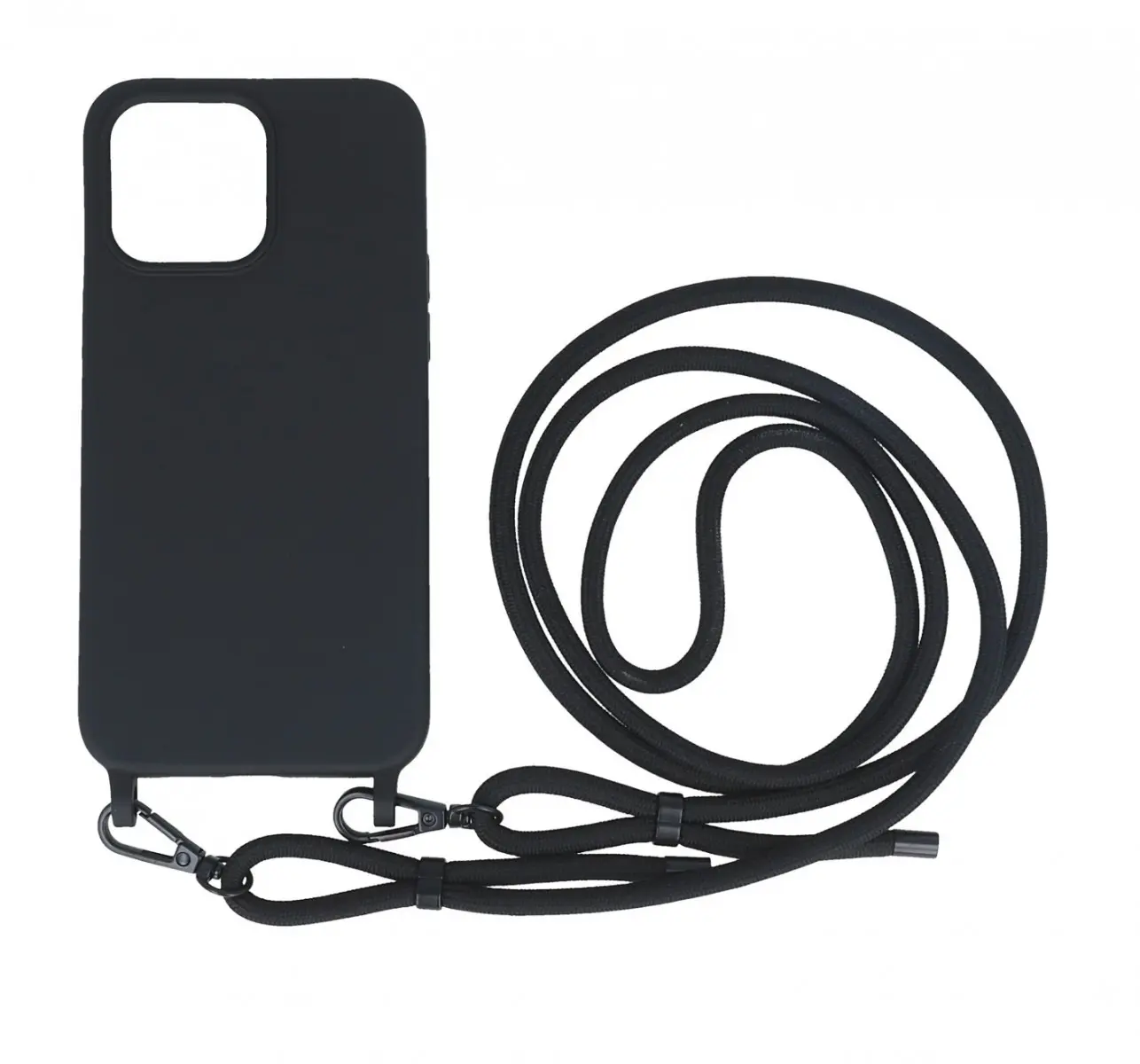 Kryt TopQ Simple iPhone 15 Pro Max černý se šňůrkou 111327