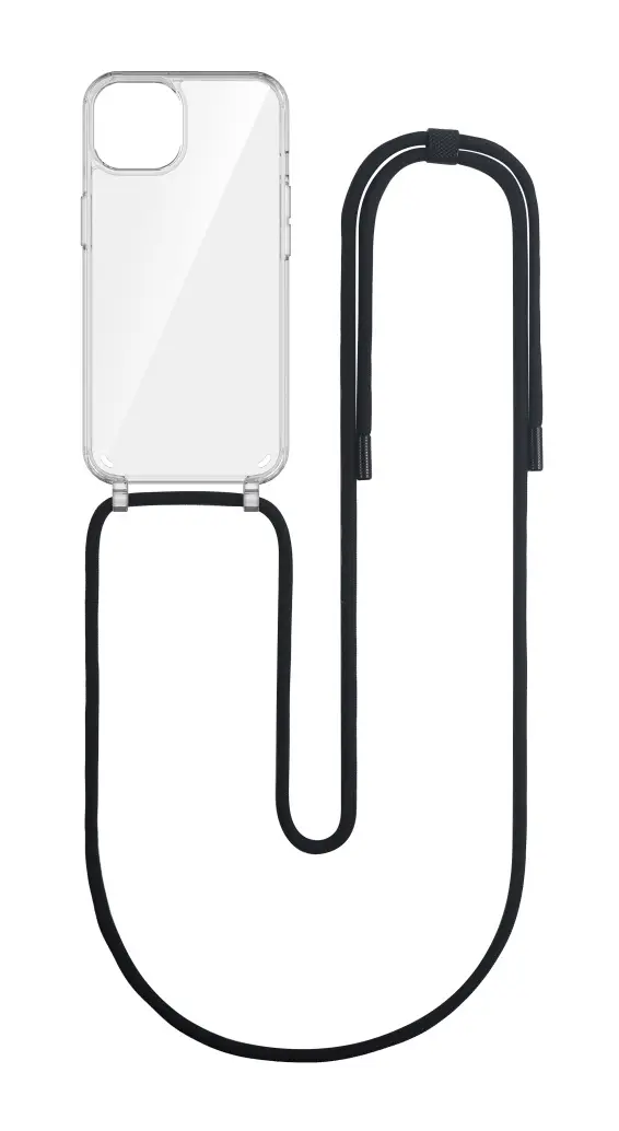 Kryt TopQ Simple iPhone 14 s černou šňůrkou průhledný 111374