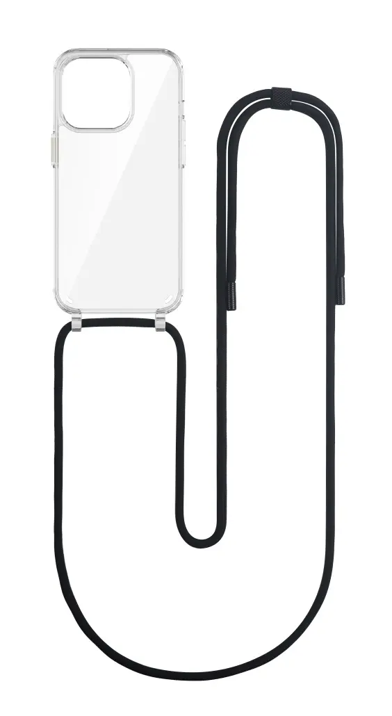 Kryt TopQ Simple iPhone 14 Pro s černou šňůrkou průhledný 111402