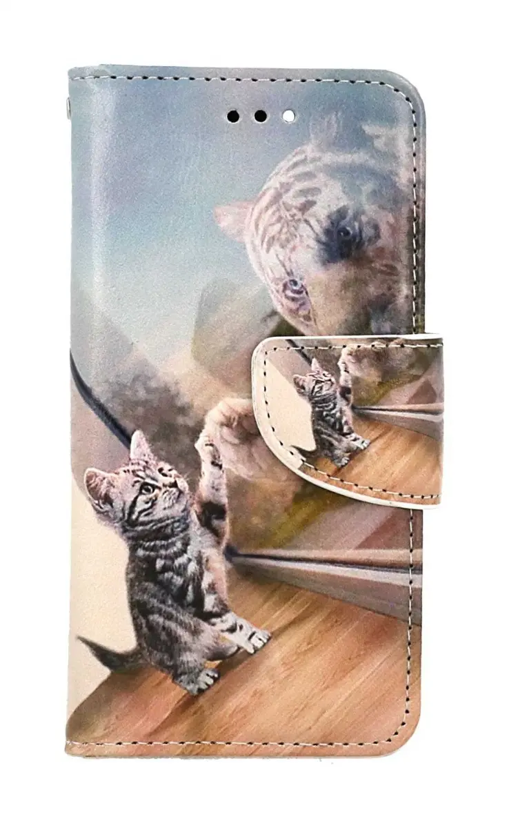 Pouzdro TopQ iPhone SE 2020 knížkové Odraz tygra 62588