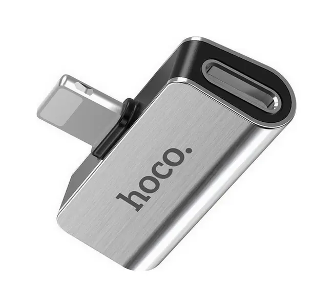 Adaptér audio HOCO LS24 dual Lightning stříbrný 92780