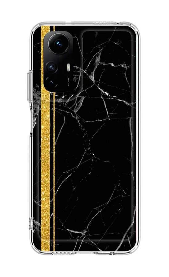 Kryt STYLE TopQ Xiaomi Redmi Note 12S pevný Mramor černo-zlatý 122833