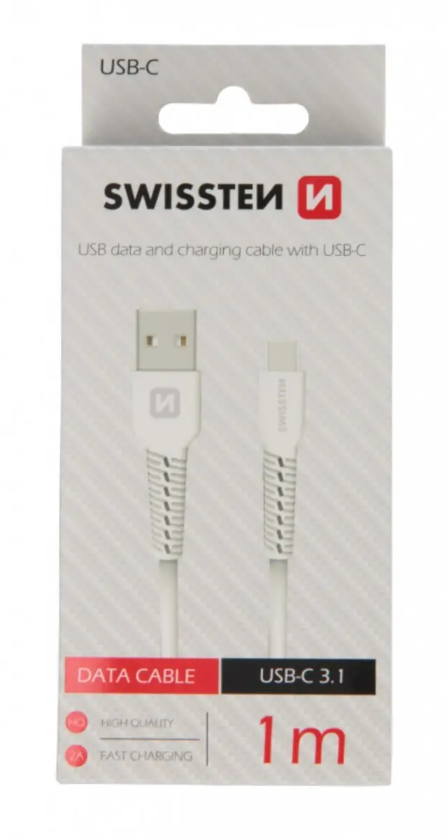 SWISSTEN datový kabel USB - USB-C 1m bílá (71505531)