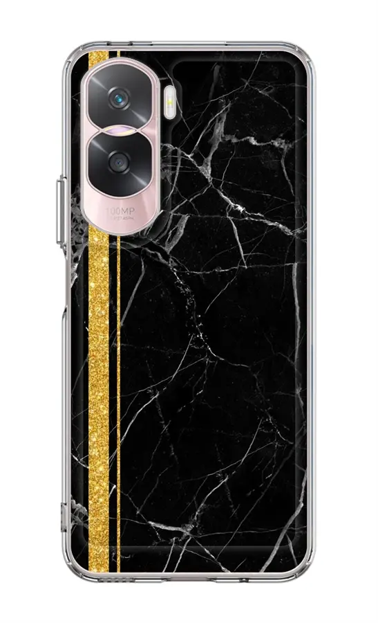 Kryt STYLE TopQ Honor 90 Lite 5G pevný Mramor černo-zlatý 122979