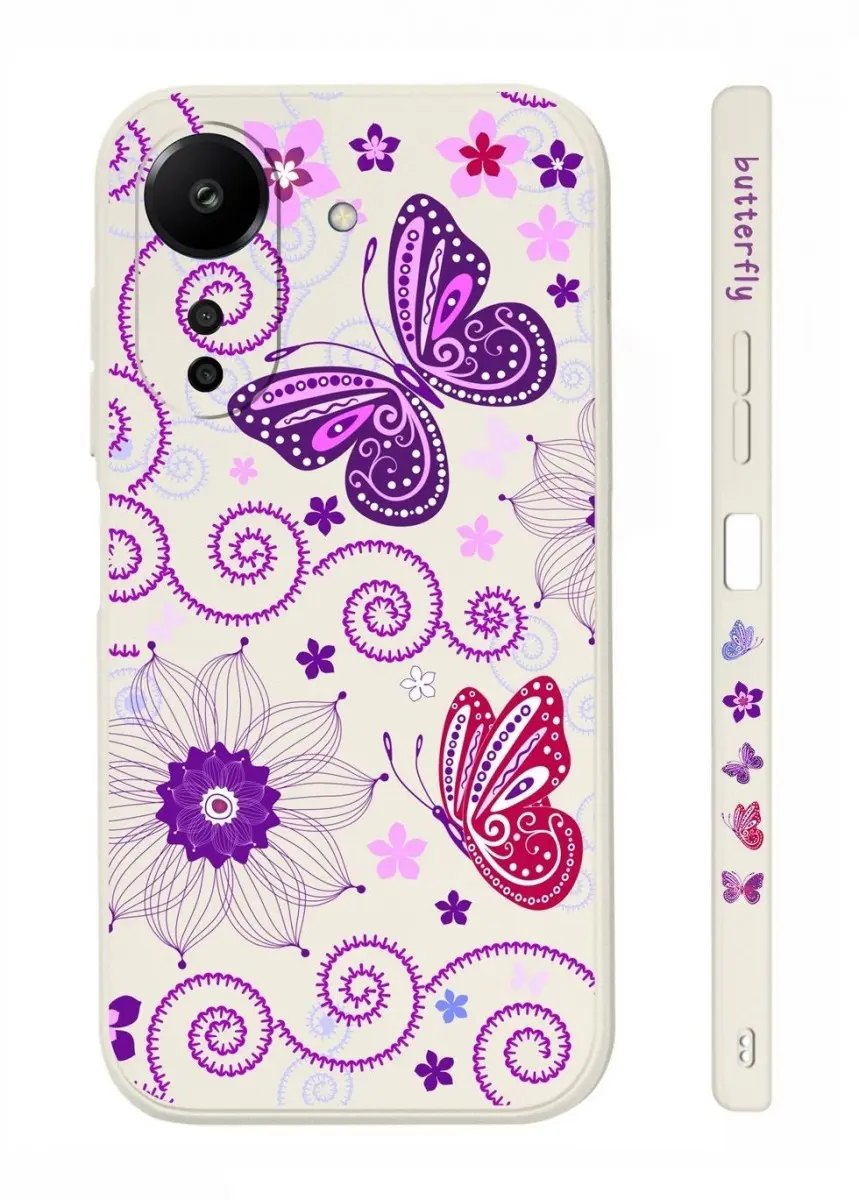 Kryt TopQ Design Xiaomi Redmi 13C Fialoví motýlci 122997