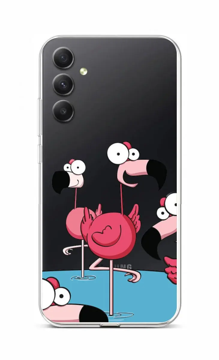 Kryt TopQ Samsung A34 Cartoon Flamingos 93185