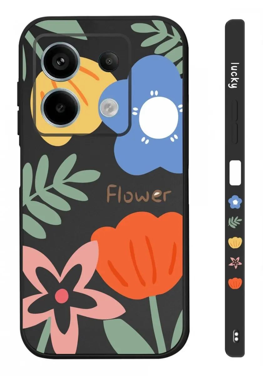 Kryt TopQ Design Xiaomi Redmi Note 13 Pro 5G Malované květy černý 123313