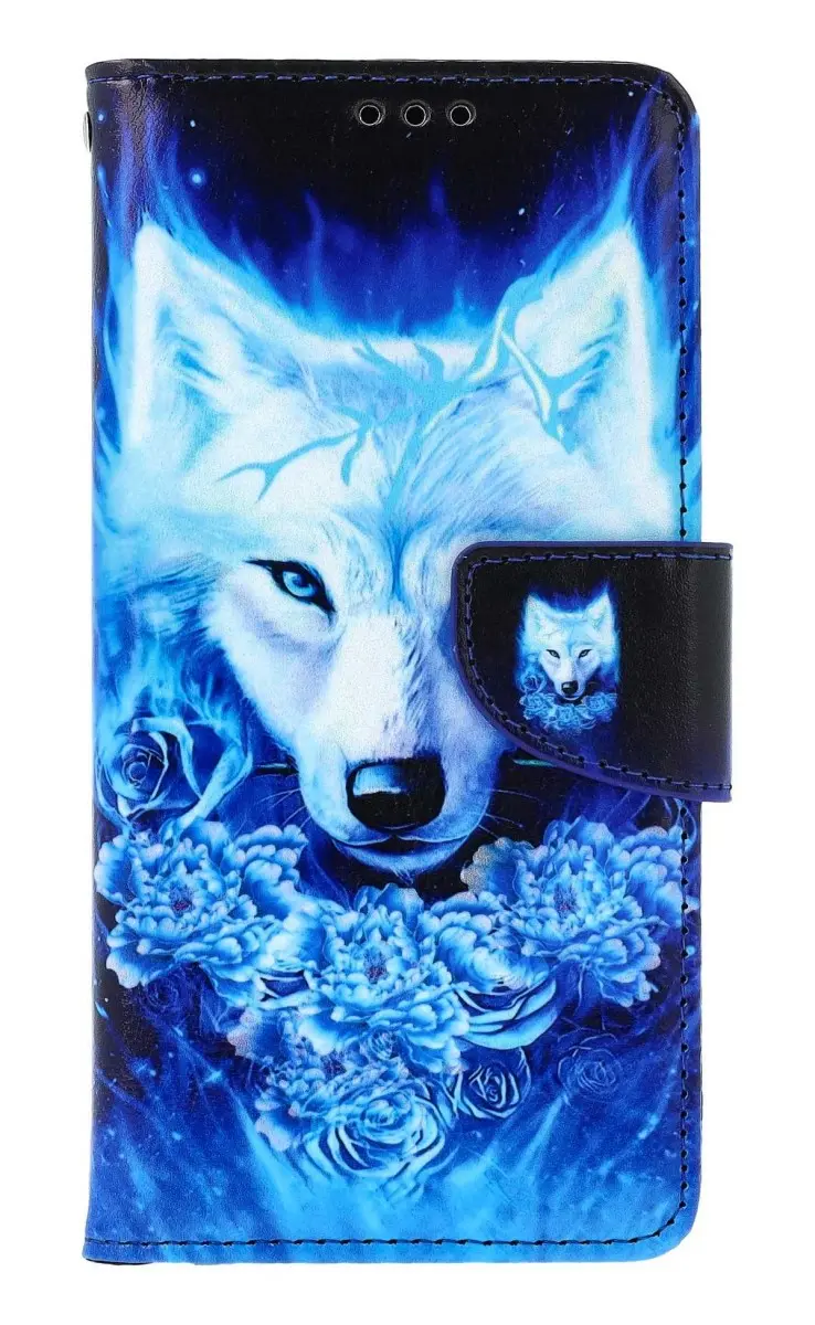Pouzdro TopQ Samsung A13 knížkové Tyrkysový vlk 73469