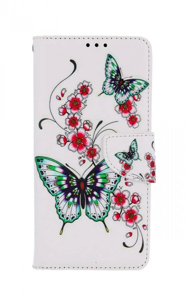 Pouzdro TopQ Xiaomi Redmi Note 11 Pro knížkové Motýlci s květinou 73723