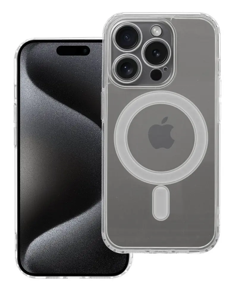 Kryt TopQ iPhone 15 Pro s MagSafe pevný průhledný 113806