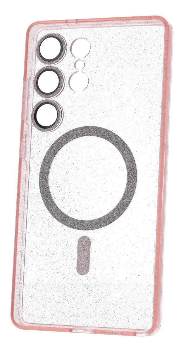 Kryt Glitter MagSafe pro Samsung Galaxy S26 Ultra růžovo-průhledný