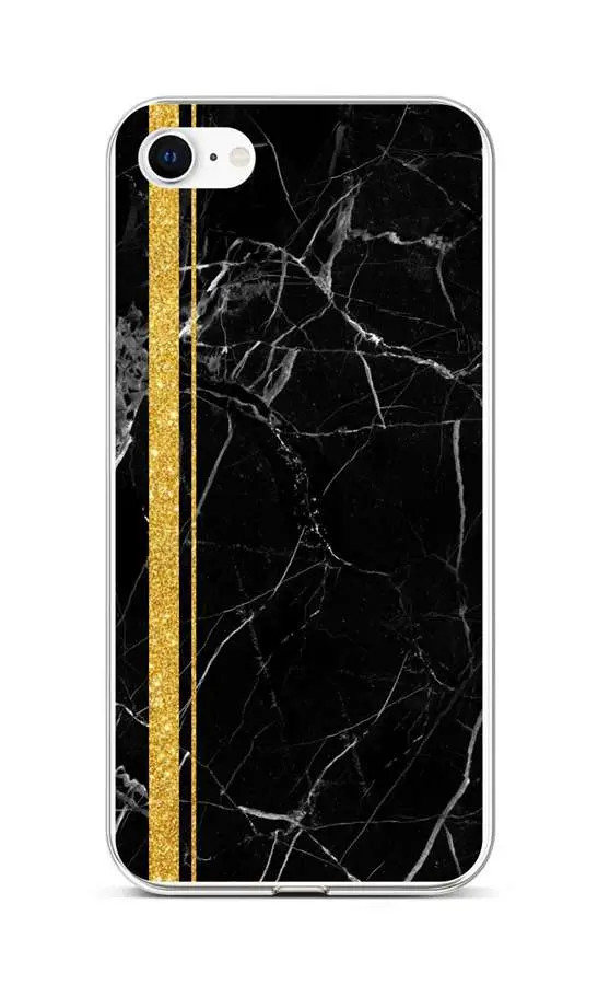 Kryt STYLE TopQ iPhone SE 2022 silikon Mramor černo-zlatý 74149