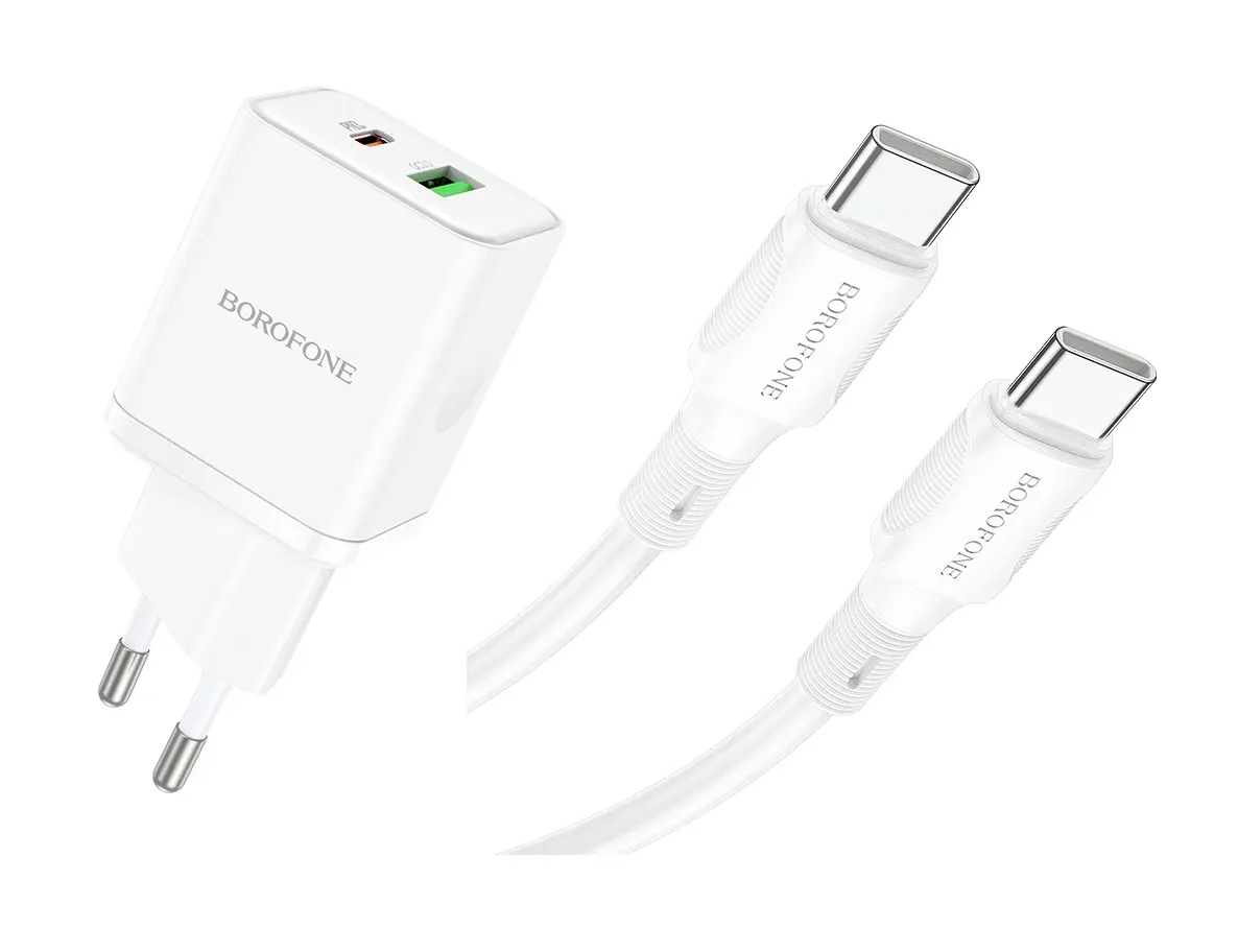 Rychlonabíječka Borofone BN7 20W včetně datového kabelu USB-C bílá 84149