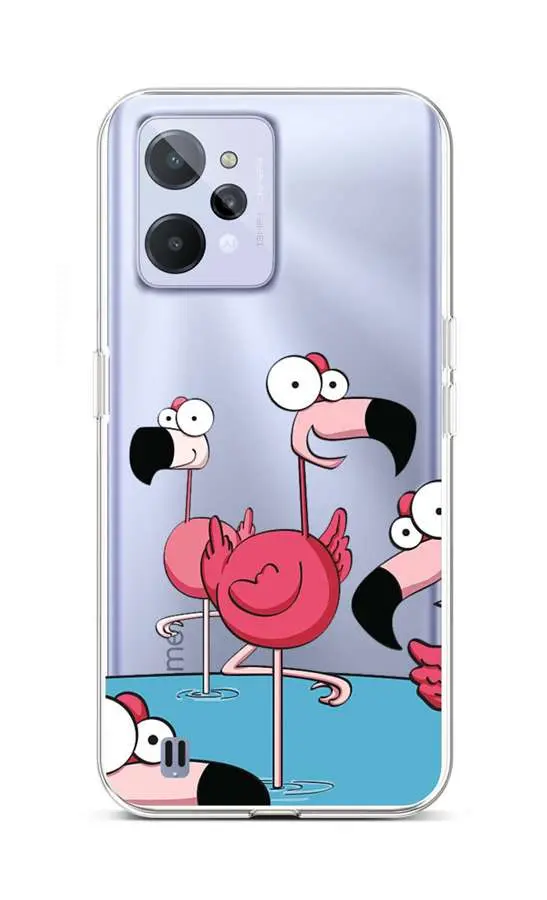 Kryt TopQ Realme C31 silikon Cartoon Flamingos 74360