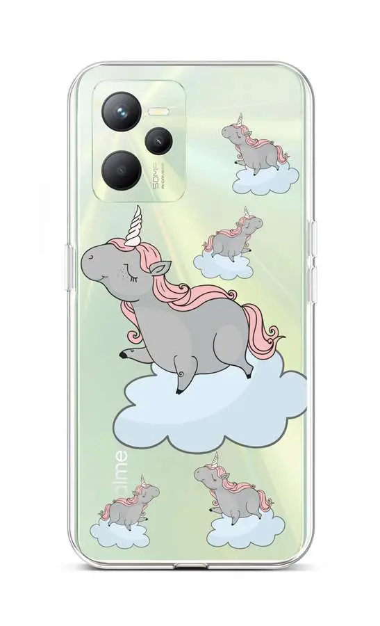Kryt TopQ Realme C35 Grey Unicorns 74598