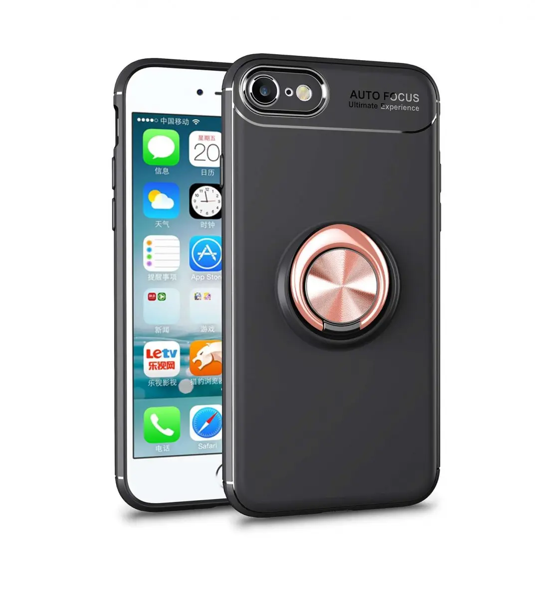 Kryt TopQ iPhone SE 2022 černý s měděným prstenem 74634