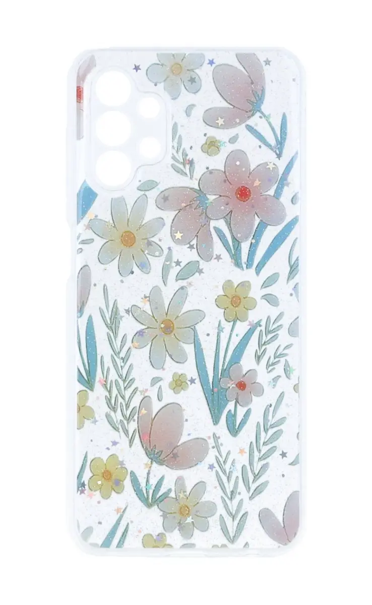 Kryt TopQ Glitter Samsung A13 Kreslené květy 94653