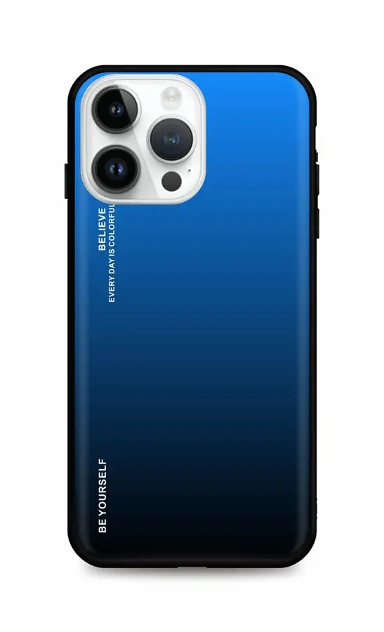 Kryt TopQ LUXURY iPhone 14 Pro Max pevný duhový modrý 84777
